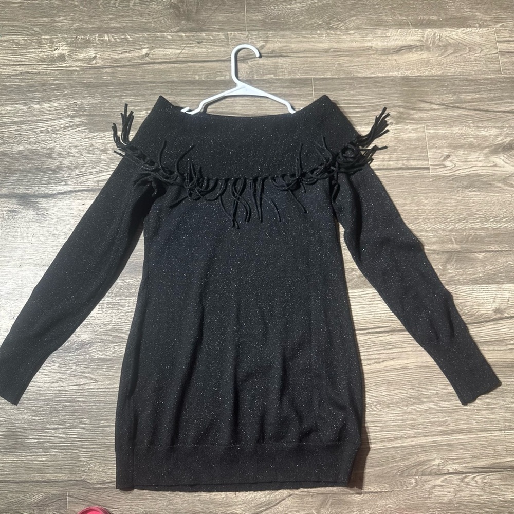 White House Black Market Black Metallic Sweater Dress